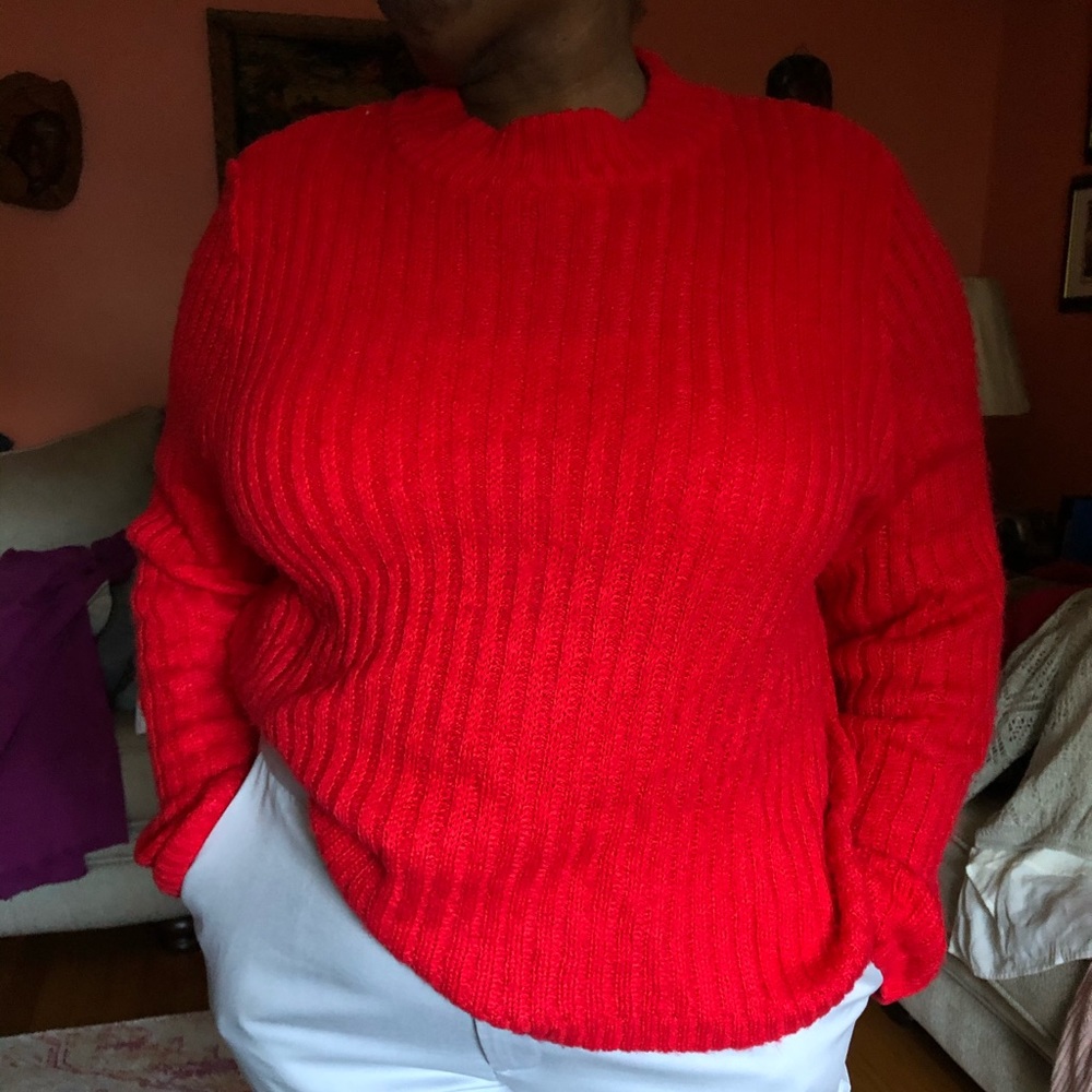 Ribbed Knitted Red Sweater